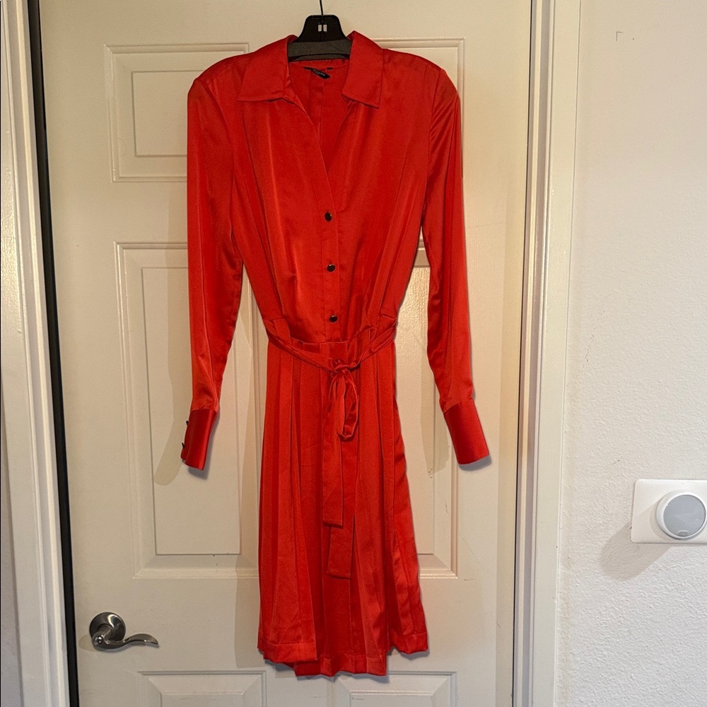 Marciano pleated Red Long Sleeve Dress